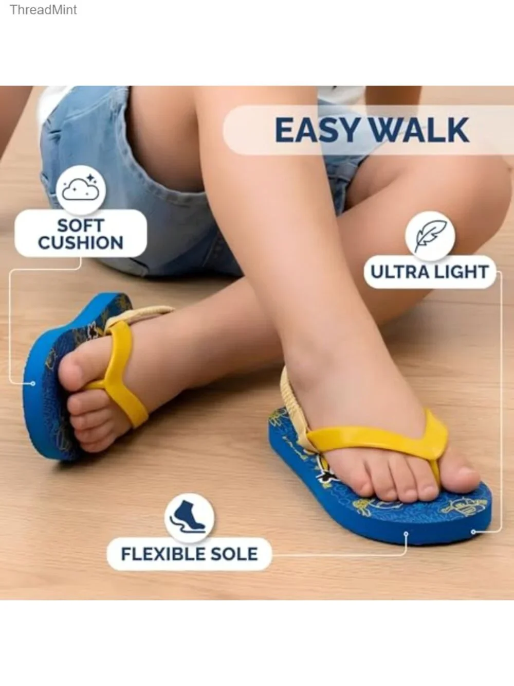 Kids Toddler Boys Flip Flops Water Shoes Quick Dry Slip-On Sandals